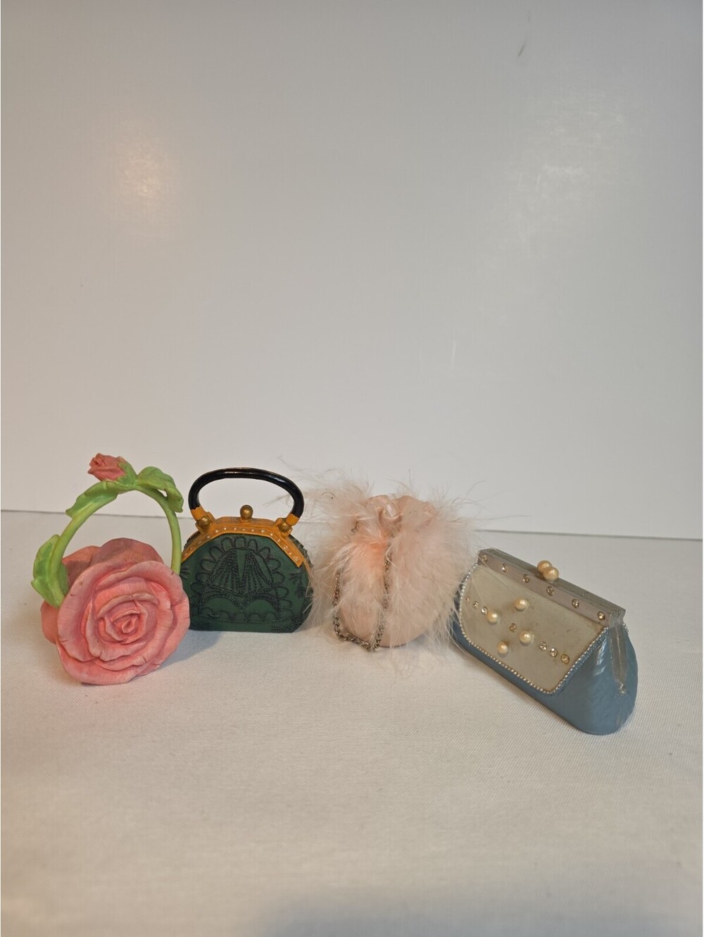 Vintage Mini Handbag Figurines Lot of 4 Decorative Collectibles
